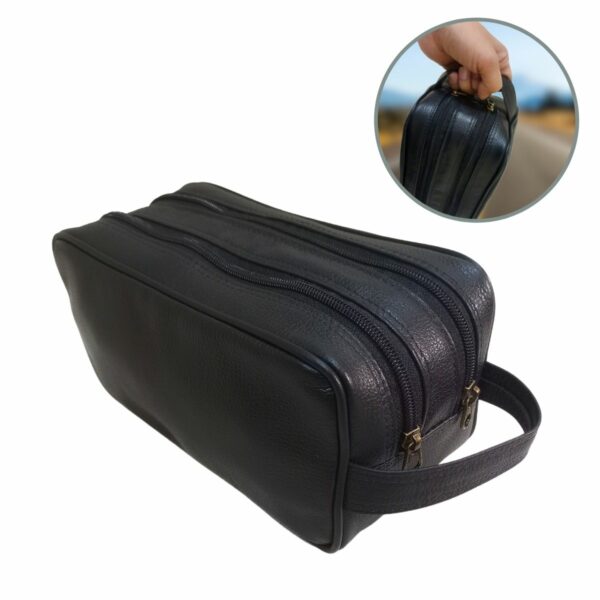 Necessaire Masculina Bolsa Porta Objeto Viagem Couro Grande MONOLO