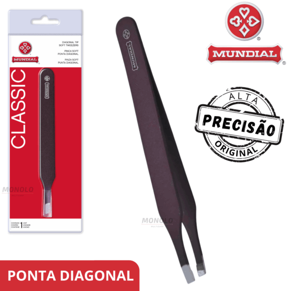 Pinça Diagonal Profissional Sobrancelha Soft Mundial Bc-395