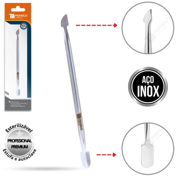 Espátula Unha Cutícula Manicure Raspador Empurrador Profissional Inox