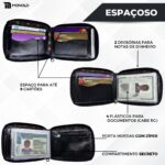 Carteira Masculina de Couro Legítimo Grande Zíper externo Completa grande executiva porta documentos Monolo - Imagem 6