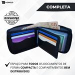 Carteira Masculina de Couro Legítimo Grande Zíper externo Completa grande executiva porta documentos Monolo - Imagem 3