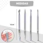 Kit Espátula Palito Desencravador Raspador Manicure Aço Inox - Imagem 7