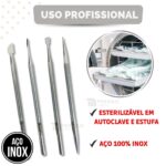 Kit Espátula Palito Desencravador Raspador Manicure Aço Inox - Imagem 8