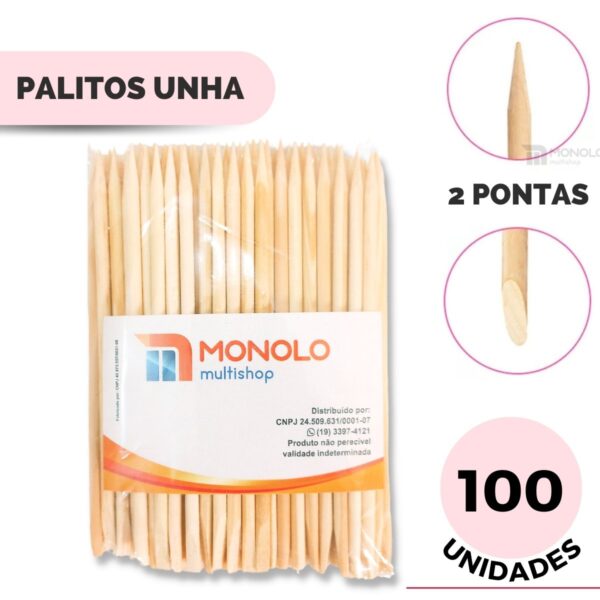 100 Palitos Unha Manicure Cutícula Descartável Profissional