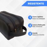 Necessaire Masculina bolsa porta objeto viagem Couro Grande - Imagem 6