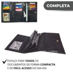 Carteira Couro Legítimo Feminina Grande Zíper Preta Croco - Imagem 5