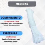 Corda Varal Teto Reposição apto 15m mais resistente 4mm - Imagem 5