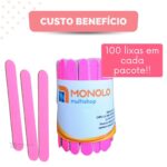 100 Lixas De Unha Mini Descartáveis Manicure Pedicure 8 Cm - Imagem 4