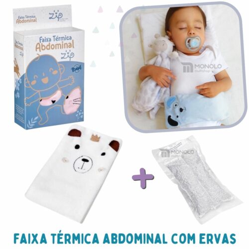 Faixa Térmica Abdominal c/ Ervas Bebês Alivia Cólica Gases - Bege