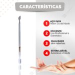 Kit 10 Espátula Cutícula Unha Manicure Empurrador Raspador Profissional Aço Inox Premium - Imagem 2