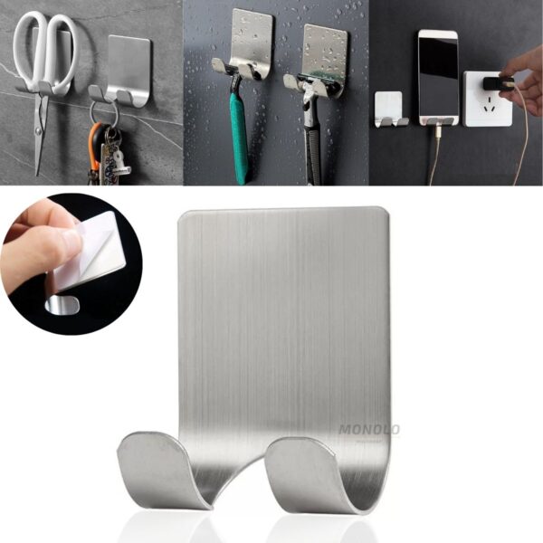 Gancho Suporte Parede Cabide Adesivo Alta Aderência Aço Inox