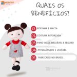 Boneca Pano Infantil Lara Antialérgico E Lavável 32 Cm Linda - Imagem 3