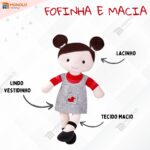 Boneca Pano Infantil Lara Antialérgico E Lavável 32 Cm Linda - Imagem 4