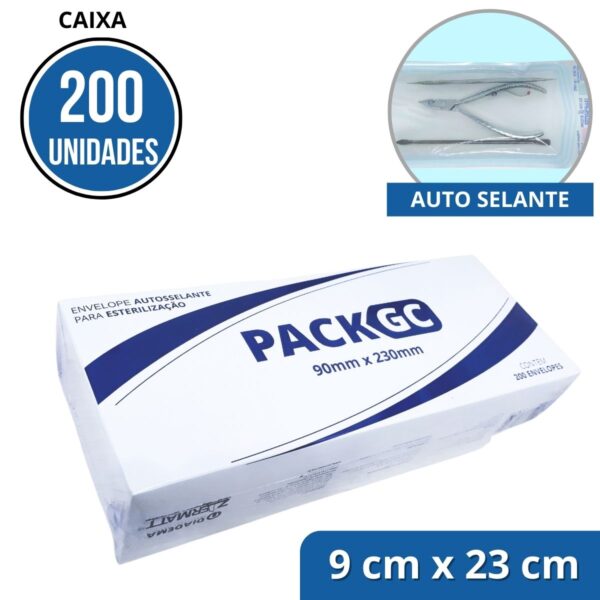 200 Envelopes de Esterilização Alicate Autoclave  9cm x 23cm Auto selante