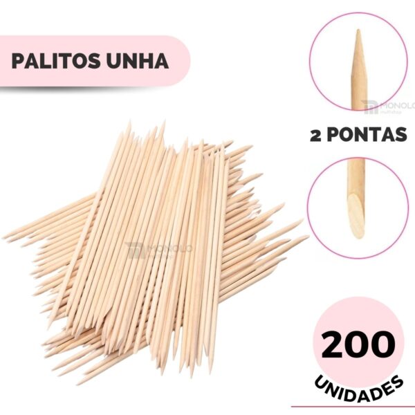 200 Palitos Unha Manicure Cutícula Madeira Descartável Profissional