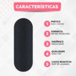 50 Lixas Refil Pé Descartável Pedicure Adesiva Colante Preta - Imagem 9
