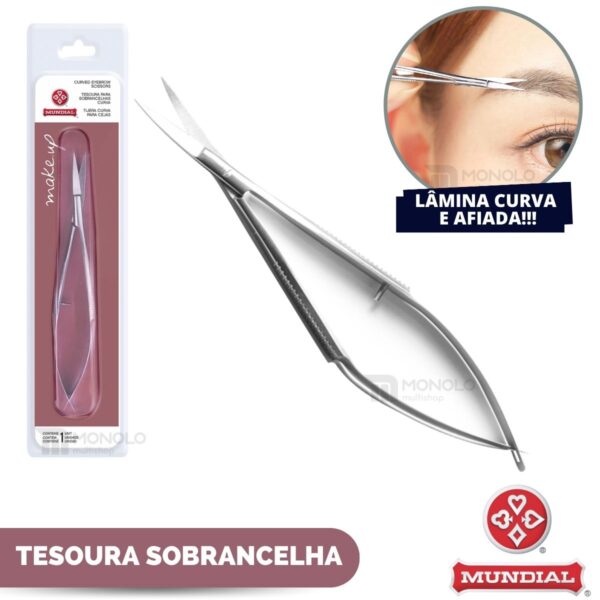 Tesoura Curva para Sobrancelhas Mundial Design Alta Precisão