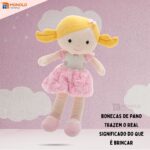 Boneca Pano Malu Infantil Menina Antialérgico Lavável 32 Cm Linda - Imagem 9