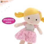 Boneca Pano Malu Infantil Menina Antialérgico Lavável 32 Cm Linda - Imagem 5