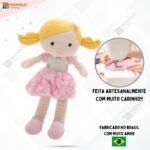 Boneca Pano Malu Infantil Menina Antialérgico Lavável 32 Cm Linda - Imagem 7