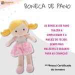 Boneca Pano Malu Infantil Menina Antialérgico Lavável 32 Cm Linda - Imagem 4