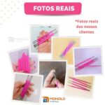 Kit 5 Espátula Cutícula Manicure Mista Cutelaria Rosa Silicone Empurrador Palito Unha Aço Inox - Imagem 7