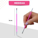 Kit 5 Espátula Cutícula Manicure Mista Cutelaria Rosa Silicone Empurrador Palito Unha Aço Inox - Imagem 10