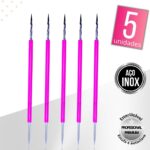 Kit 5 Palito Duplo Bastão Cutícula Unha Manicure Pedicure Cutelaria Silicone Rosa Aço Inox