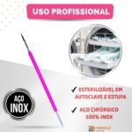 Kit 10 Palito Duplo Bastão Cutícula Unha Manicure Pedicure Cutelaria Silicone Rosa Aço Inox - Imagem 8
