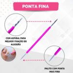 Kit 5 Palito Duplo Bastão Cutícula Unha Manicure Pedicure Cutelaria Silicone Rosa Aço Inox - Imagem 4