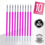 Kit 10 Palito Duplo Bastão Cutícula Unha Manicure Pedicure Cutelaria Silicone Rosa Aço Inox