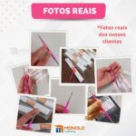Kit Espátula Mista + Palito Duplo Bastão Cutícula Unha Manicure Pedicure Cutelaria Silicone Rosa Esterelizável Aço Inox - Imagem 6