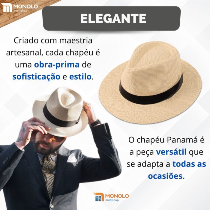 Chapéu Panamá Palha Aba Larga Moda Masculino Feminino Praia Casual Festa Pagodeiro Viagem Clássico Tradicional - Image 6