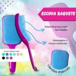 Kit Escova Cabelo Raquete + Escova Flex Hexa Vazada Desembaraçadora - Imagem 4