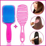 Kit Escova Cabelo Raquete + Escova Flex Hexa Vazada Desembaraçadora