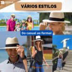 Chapéu Panamá Palha Aba Larga Moda Masculino Feminino Praia Casual Festa Pagodeiro Viagem Clássico Tradicional - Imagem 7