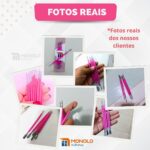 Kit 10 Espátula Mista Empurrador Curvo Palito Silicone Cutícula Manicure Cutelaria Aço Inox Monolo - Imagem 7