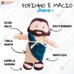 Boneco Jesus Cristo Maria Religioso Pano Pelúcia Divino Sagrado Presente Menino Menina Antialérgico e Lavável - Imagem 7