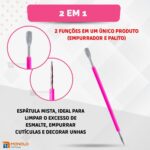 Kit 10 Espátula Mista Empurrador Curvo Palito Silicone Cutícula Manicure Cutelaria Aço Inox Monolo - Imagem 8