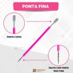 Kit 5 Espátula Mista Empurrador Curvo Palito Silicone Cutícula Manicure Cutelaria Aço Inox Monolo - Imagem 7