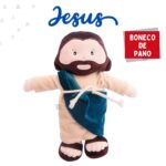 Boneco Jesus Cristo Maria Religioso Pano Pelúcia Divino Sagrado Presente Menino Menina Antialérgico e Lavável