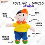 Boneco Pano Infantil Pelúcia Menino Matheus Antialérgico e Lavável - Imagem 6