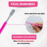 Kit 10 Espátula Mista Empurrador Curvo Palito Silicone Cutícula Manicure Cutelaria Aço Inox Monolo - Imagem 6