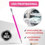 Kit 5 Espátula Mista Empurrador Curvo Palito Silicone Cutícula Manicure Cutelaria Aço Inox Monolo - Imagem 4
