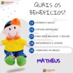Boneco Pano Infantil Pelúcia Menino Matheus Antialérgico e Lavável - Imagem 2