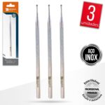 Kit 3 Bisturi Cureta 261 Removedor Cutícula Unha Manicure Podologia Profissional Aço Inox Monolo