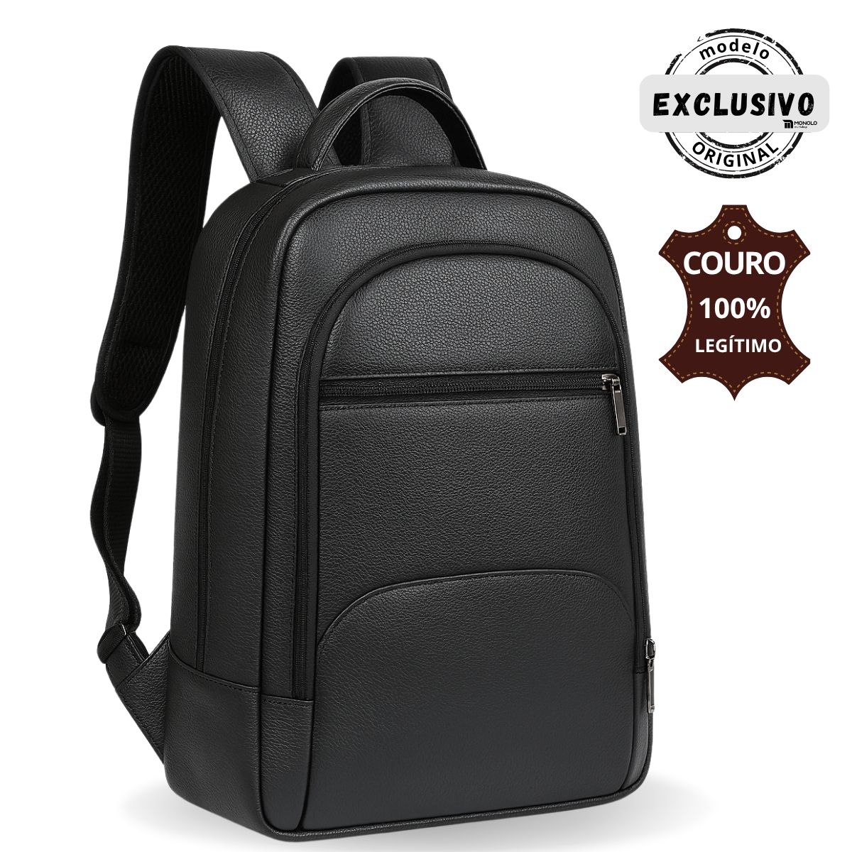 GABIPMONO5 Mochila Couro Legítimo Masculina Executiva Notebook Luxo - Imagem 1