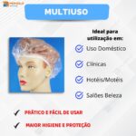 500 Toucas Plástica Descartável Banho Cabelo Sanfonada hotel motel salão de beleza SPA - Imagem 7