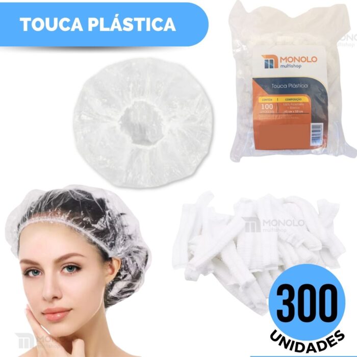 300 Toucas Plástica Descartável Banho Cabelo Sanfonada hotel motel Salão Beleza SPA