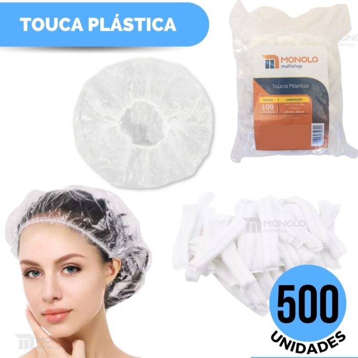 500 Toucas Plástica Descartável Banho Cabelo Sanfonada hotel motel salão de beleza SPA